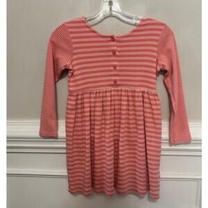 Hanna Andersson Dress Long Sleeve Pink Stripe Ribbed Dress Size 120 US 6 NEW